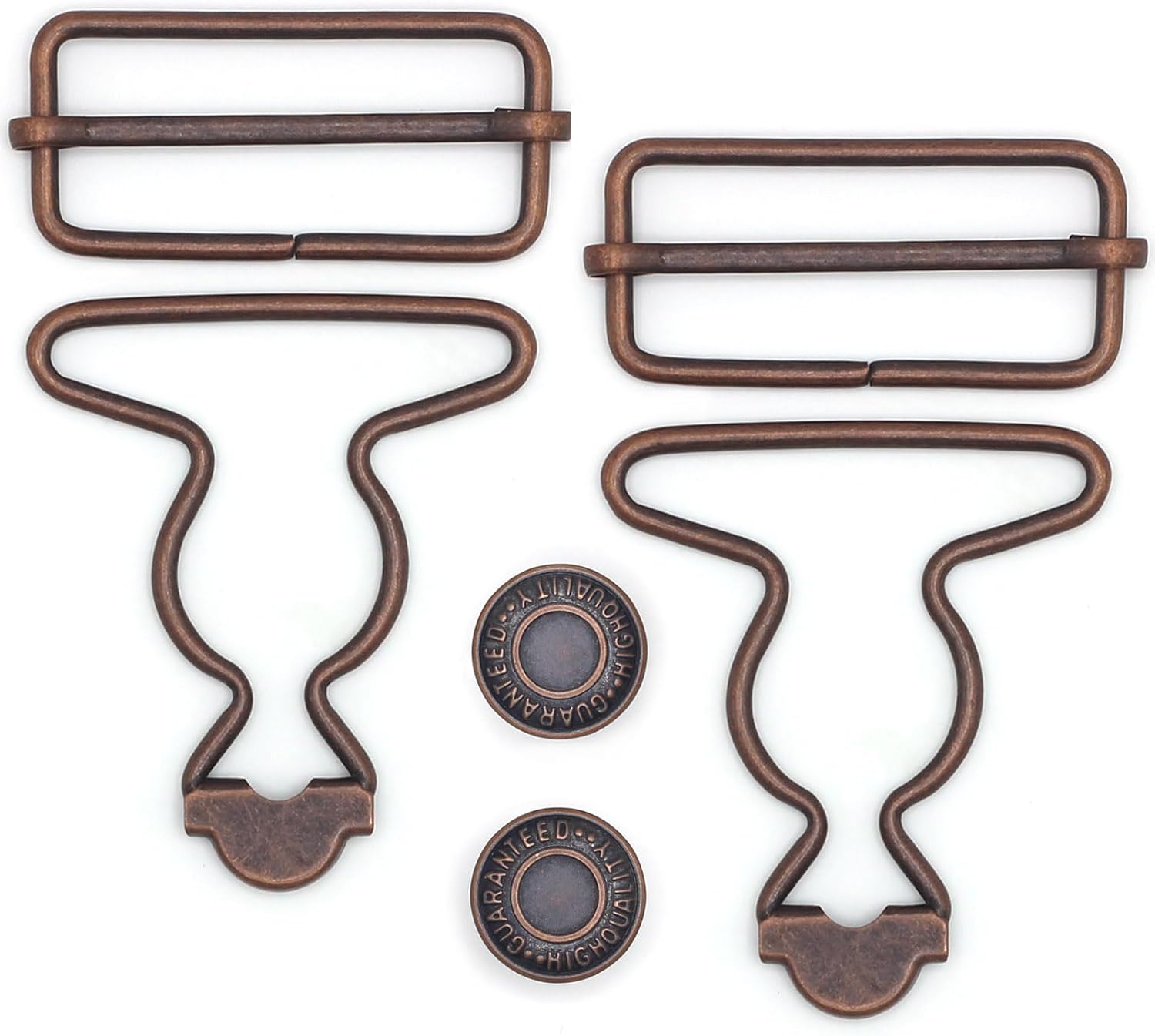 Enosea 4 Sets Metal Overall Buckles Suspender Replacement Buckles with Adjustable Buckle Slider and No-Sew Buttons(1.5 inch)