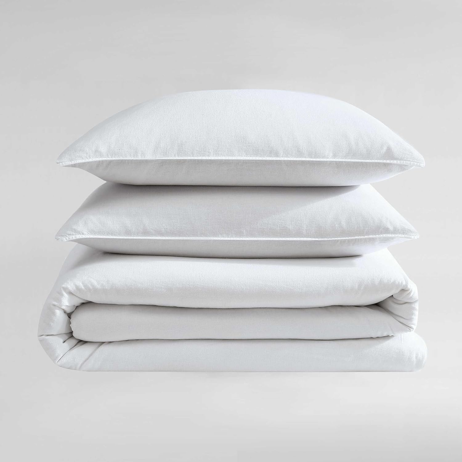 Calvin Klein - King Duvet Cover Set, Soft Linen Blend Bedding, Pre-Washed Home Decor for Extra Softness (Soft Linen White, King)
