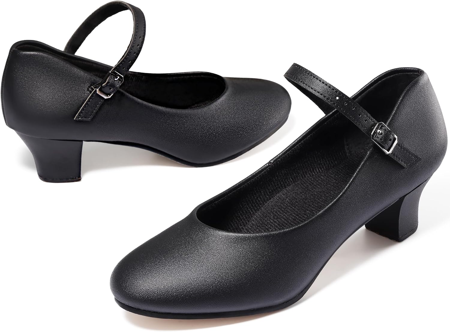 Dynadans 1.5" Character Shoes for Women Ankle Strap for Ballroom Salsa Tango Wedding Flamenco Latin