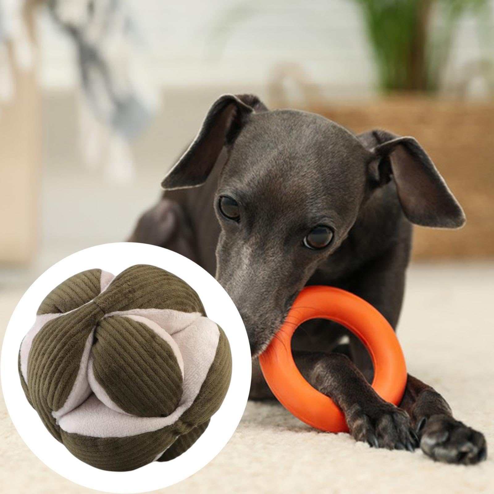 Balle pour Chien Jouet Interactif Peluche Sifflet Jouet à Mâcher Tissu Doux Protection Mobilier Convient pour Dressage Chiots Animaux, Vert Foncé