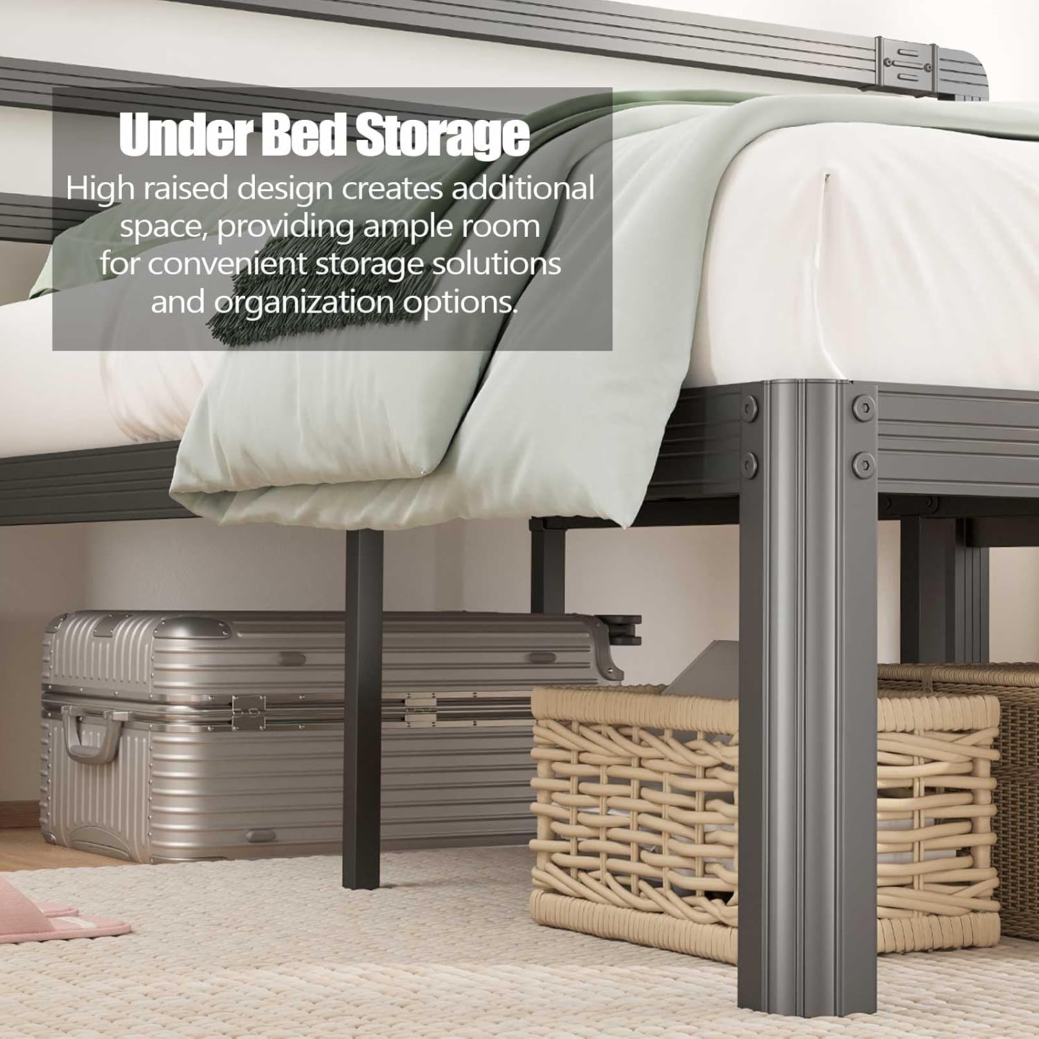 Premium Quality Full Size Bed Frame - Reinforced Thickened Profile for Unmatched Strength and Durability - Sturdy Construction for Long-Lasting Support and Comfort——14 Inch High