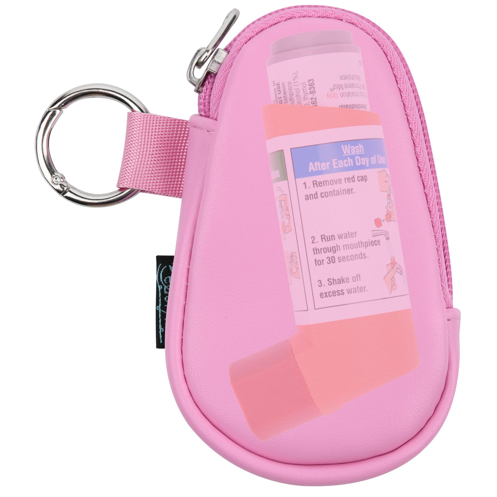 Beautyflier Asthma Inhaler Holder, Inhaler Travel Bag for Adults and Kids, Travel Handy Asthma Holder Keychain for Handy Ventolin Inhaler, Bag Only (Pink)