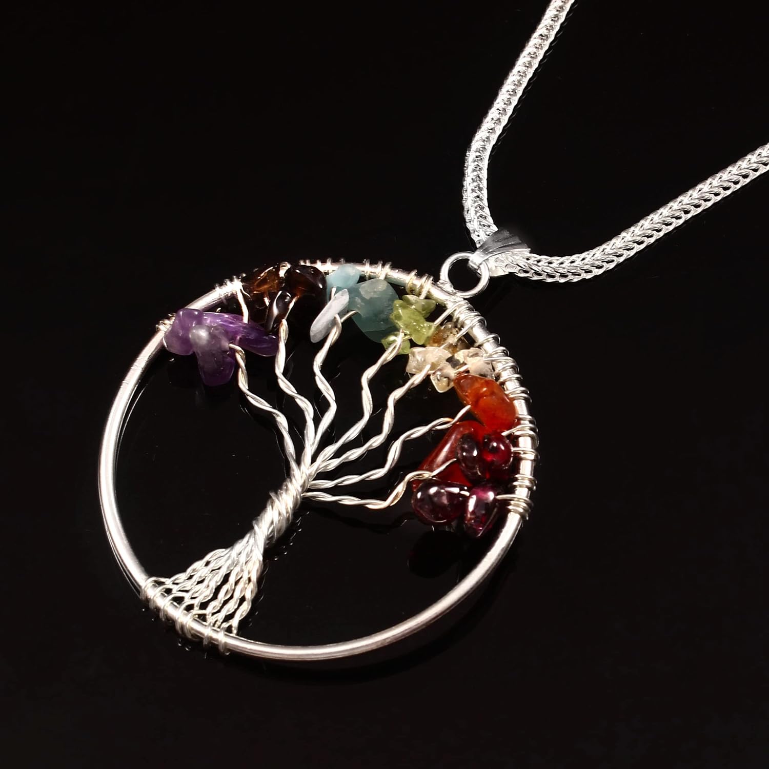 Handmade 925 Sterling Silver Rough beads Gemstone Delicate Pendant Gift For Her