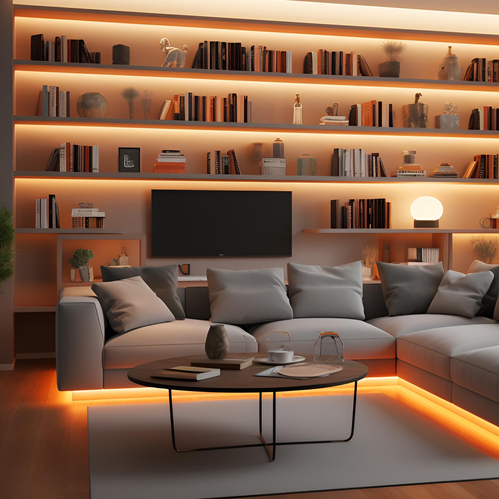 ZSLAIFU - 24V COB LED Lichtleiste, LED Hintergrundbeleuchtung, warme LED Lichtleiste mit Fernbedienung, COB flexibles Licht für Schlafzimmer, Schminkschrank DIY Beleuchtung Spiegel