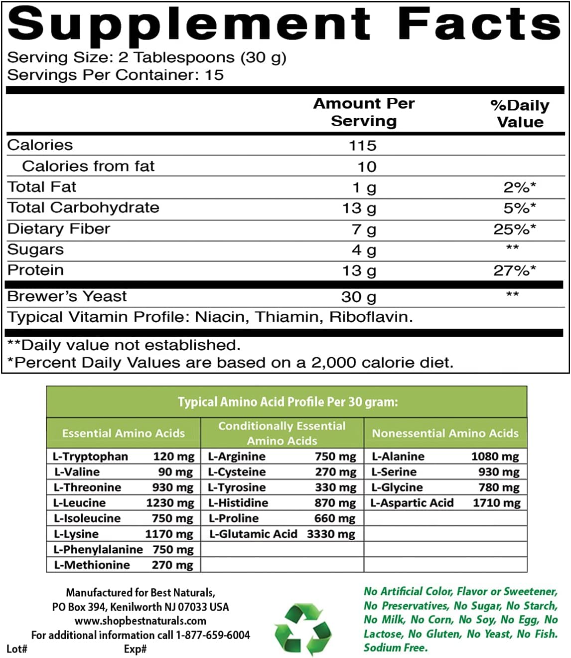 Pure Brewers Yeast Powder - 16 oz & Berberine Plus 1000mg