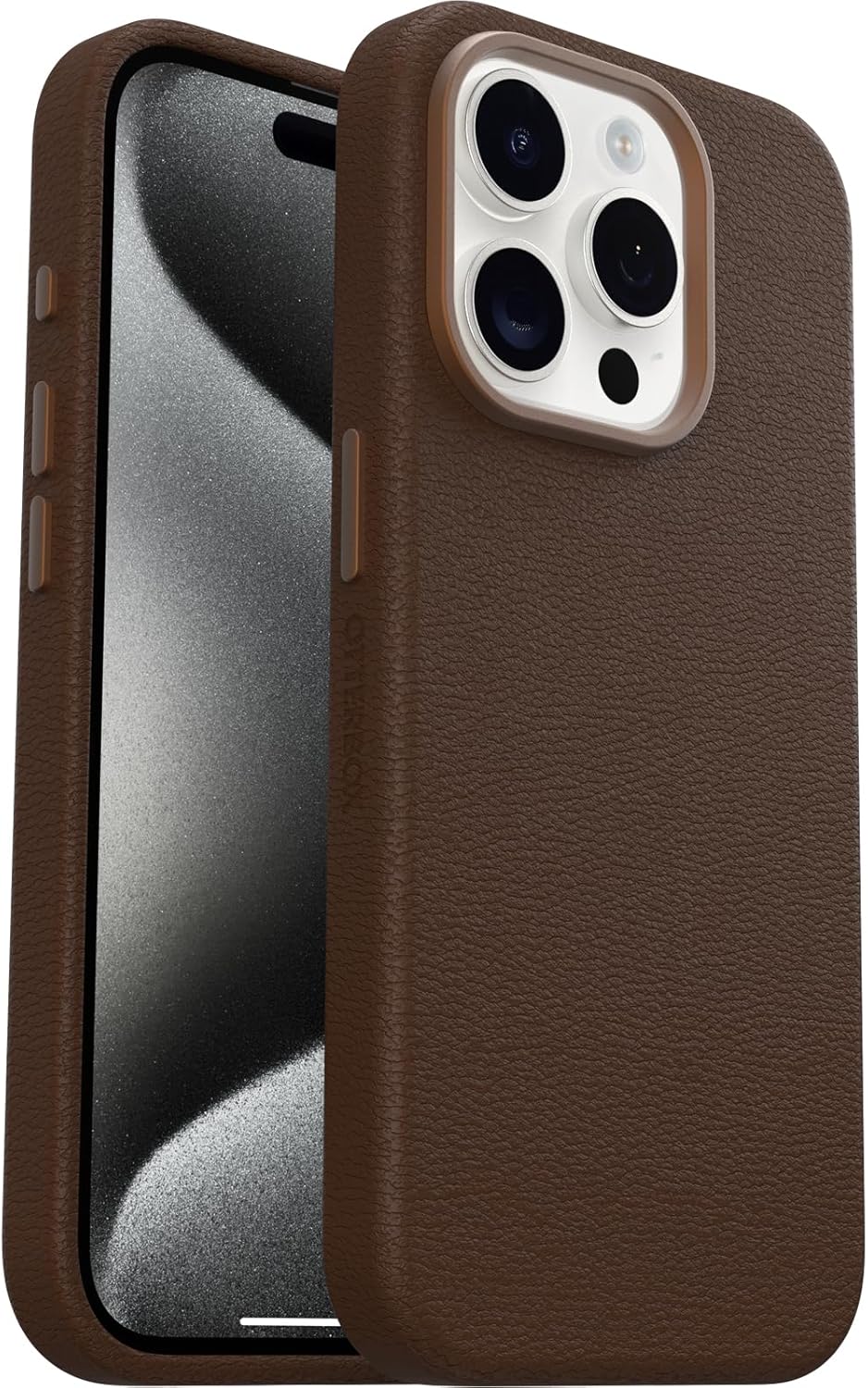 OtterBox iPhone 15 Pro Symmetry Series Cactus Leather for MagSafe - Rich Adobe (Brown), sustainably sourced, Snaps to MagSafe, Ultra-Sleek, Raised Edges Protect Camera & Screen - Image 5