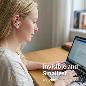 Smallest Invisible Sleep Earbuds, Comfortable Noise Blocking Wireless Headphones, Flat Bluetooth Ear Buds for Side Sleepers, Zero Pressure, No Lights/Alerts, Tiny Hidden Buds for Sleeping Sports