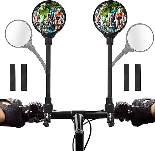 Paquete de 2 soportes para manillar de bicicleta, espejos traseros de bicicleta ajustables giratorios de 360, espejos retrovisores redondos convexos
