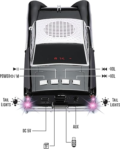 Miniatura 5 de QFX Altavoz Bluetooth 1959 Retro Classic para automóvil, altavoces duales de 2 pulgadas, enlace manos libres, micrófono incorporado, radio FM y