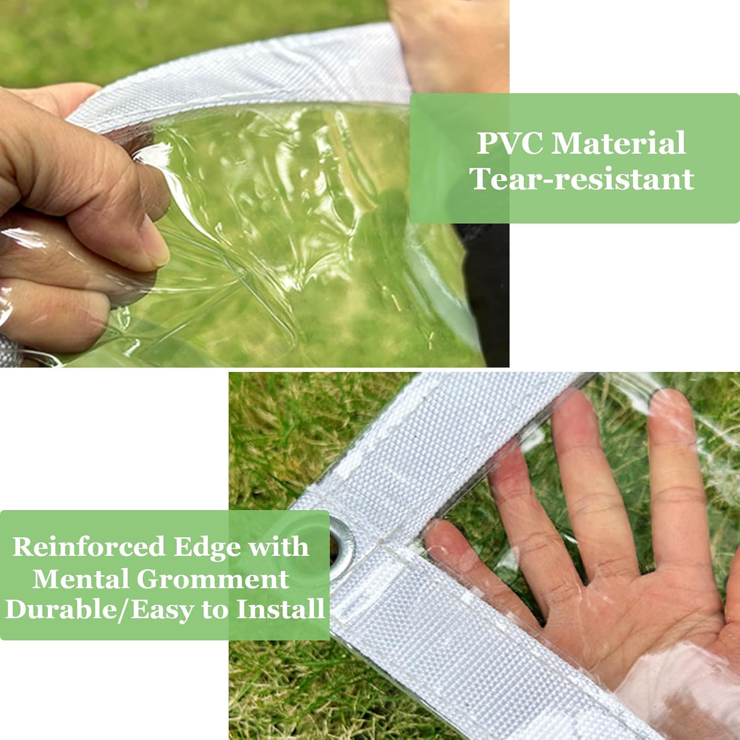 Clear Tarp with Grommets 10x12FT, 12 Mil Heavy Duty Waterproof Tarpaulin Tear/Wind Resistant Vinyl Tarps for Outdoor Furniture, Patio, Balcony, Garage, Greenhouse, Chicken Coop, Backyard