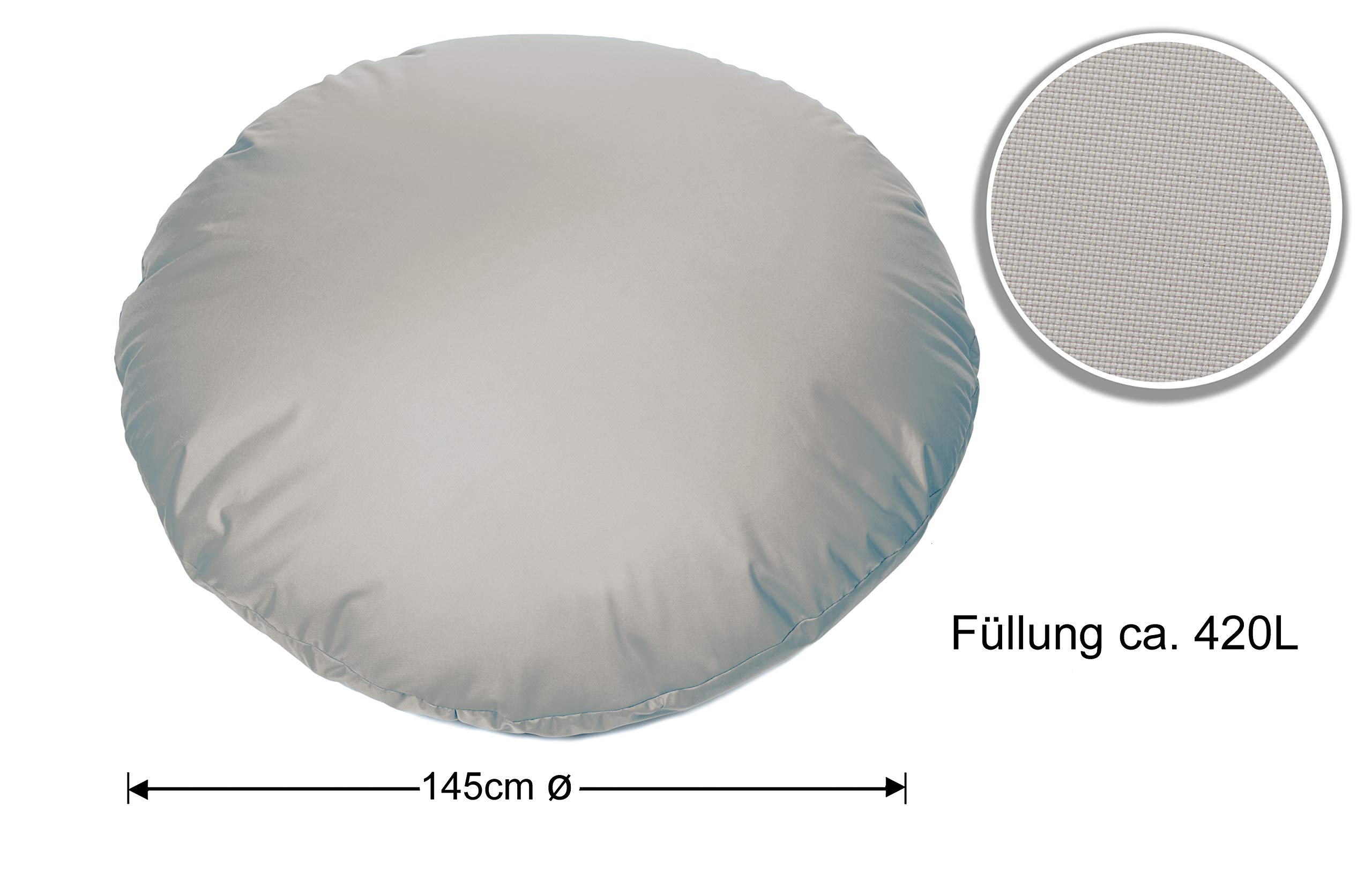 sunnypillow Worek do siedzenia XXXL z wypełnieniem ze styropianu, średnica 145 cm, funkcja 2 w 1, do siedzenia i leżenia, na zewnątrz i wewnątrz, dla dzieci i dorosłych, wiele kolorów i rozmiarów do wyboru, szary