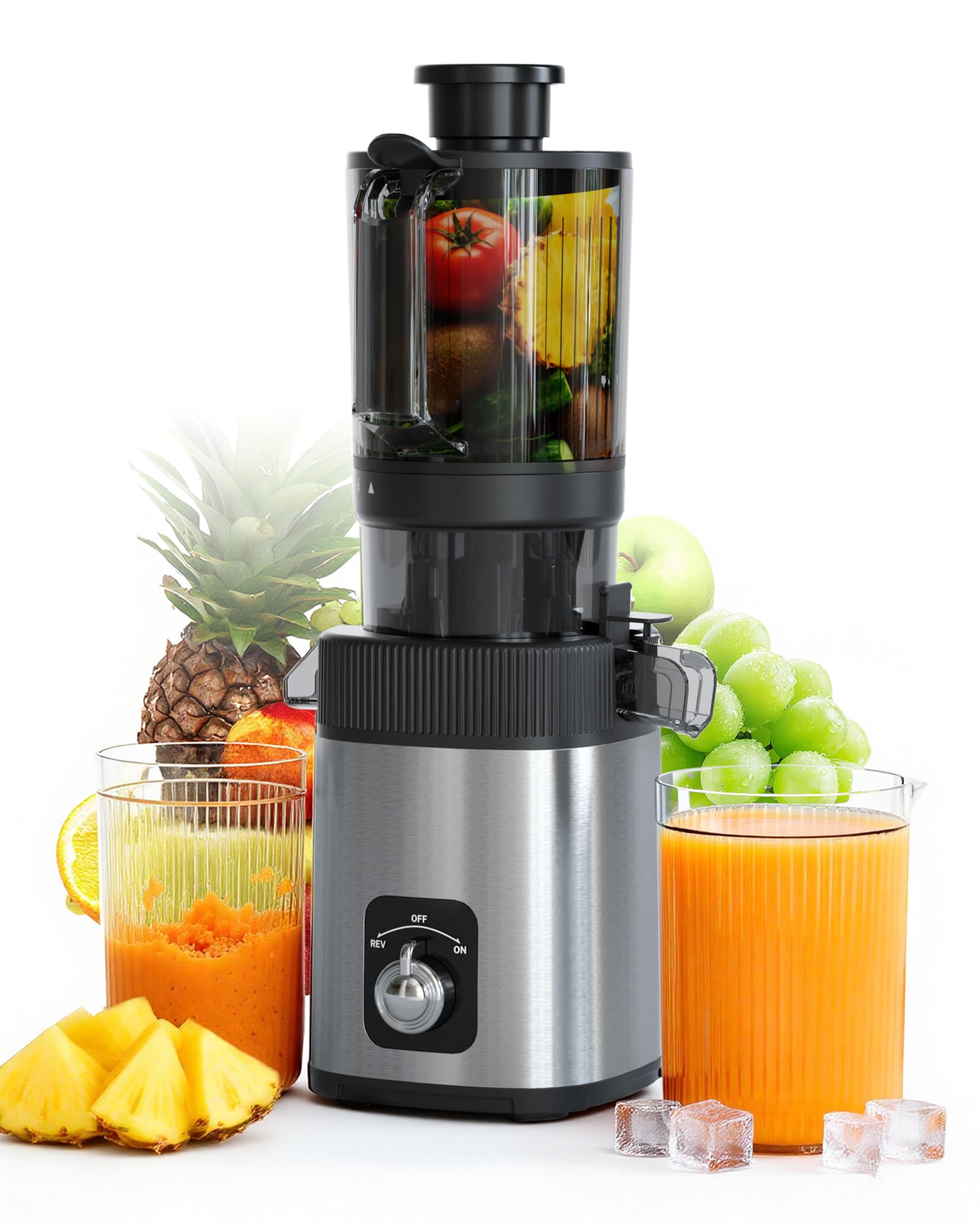 Kndko Cold Press Juicer with 4 35 Wide Feed Chute Slow Masticating Machine Fit Whole Fruits Vegetables High