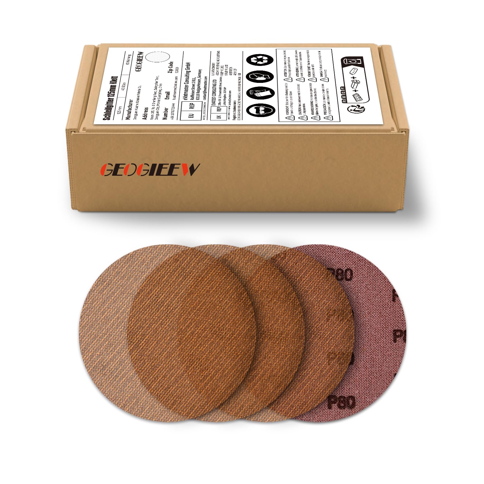 GEOGIEEW 45 Stück Schleifgitter 125mm Klett - Schleifpapier