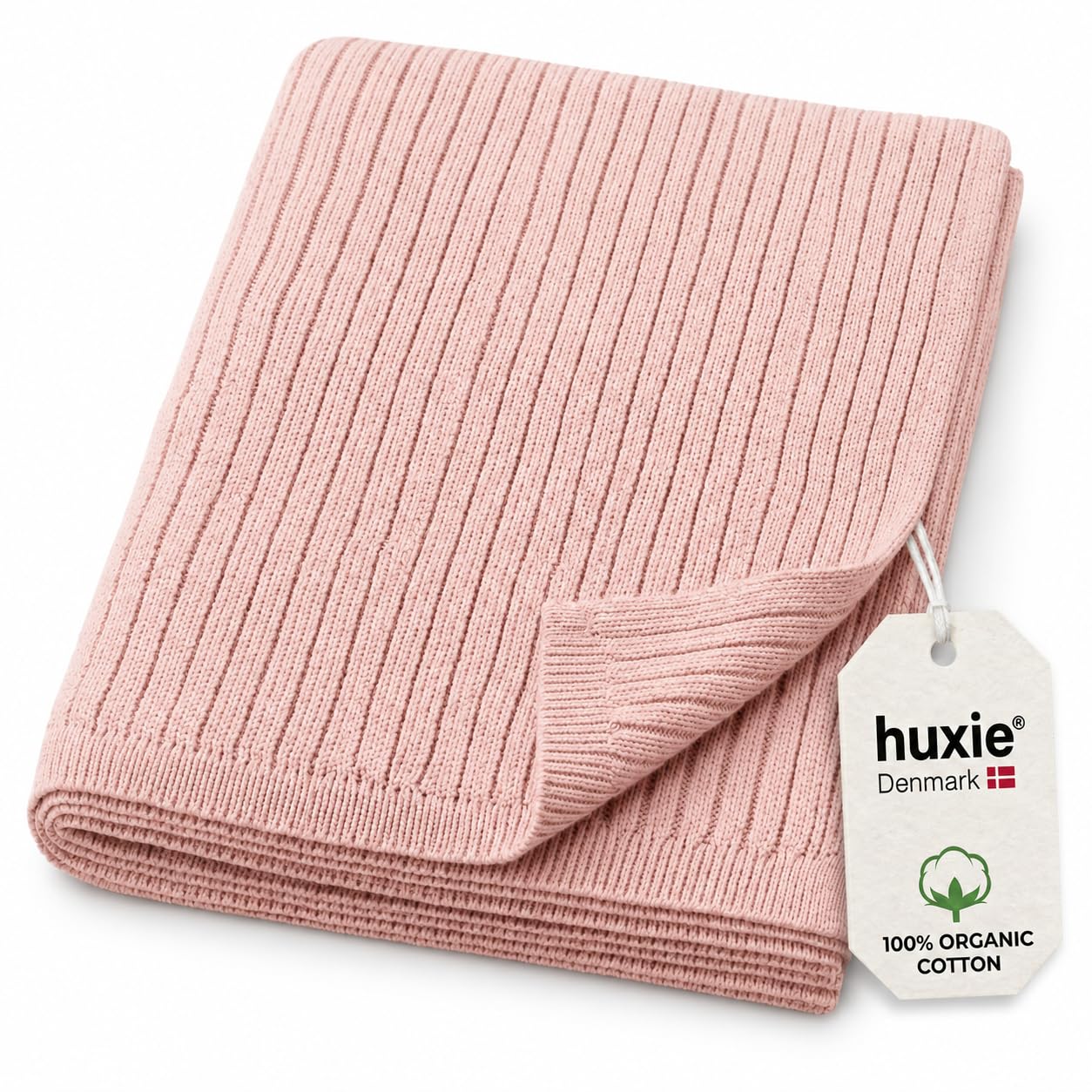 Ribbed Knit Baby Blanket for Girls – 100% Organic Cotton, Crib Quilt