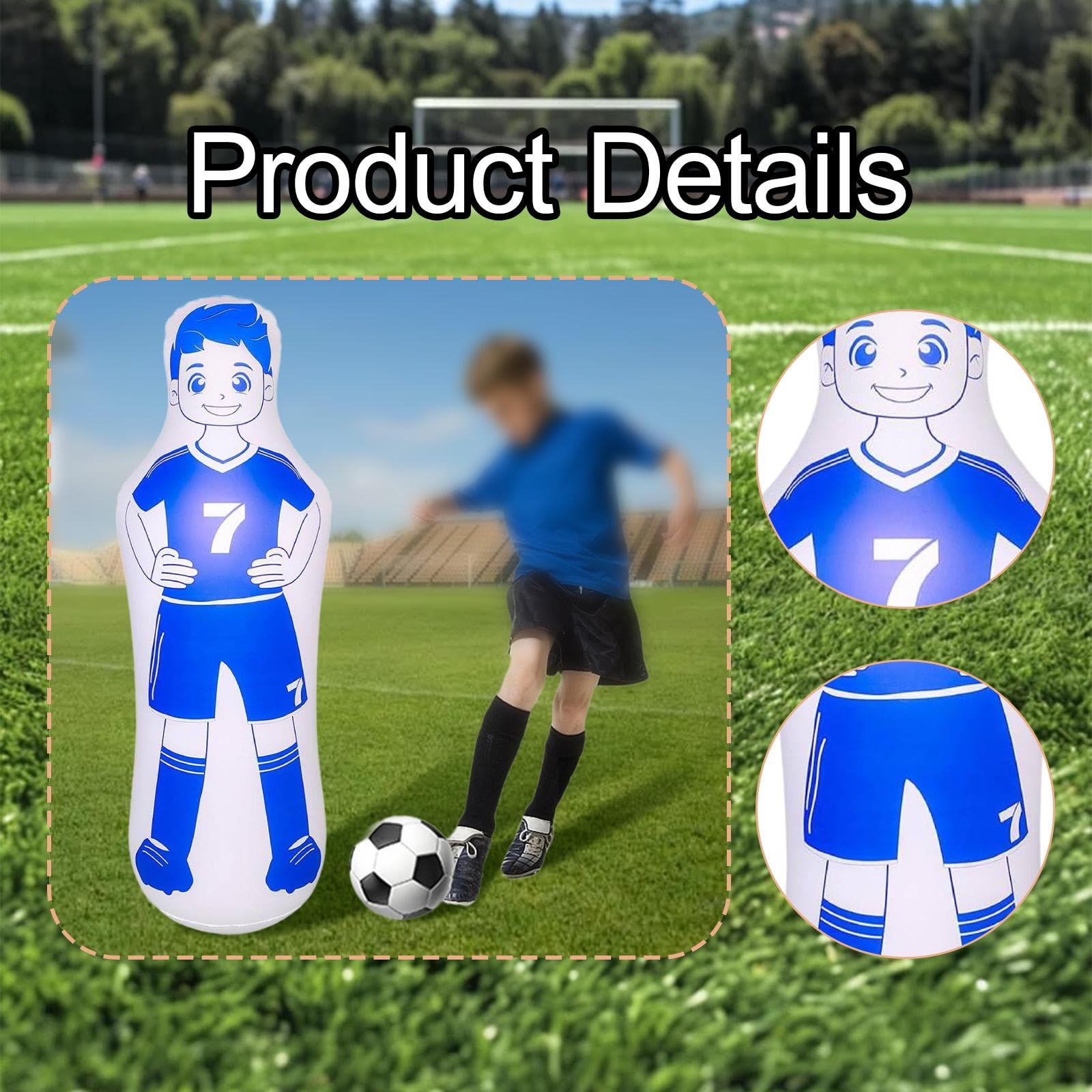 Milageto Mannequin de Football Gonflable, Exercices de Dribble et de Passe, Poteaux D'entraînement Légers, Mur de Coups Francs, Gardien de But