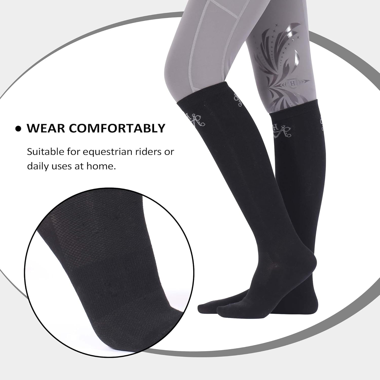 Harrison Howard 3 Pairs Premium Quality Equestrian Riding Socks for Horse Riding &Tall Boot Knee High Socks for Women - Image 4