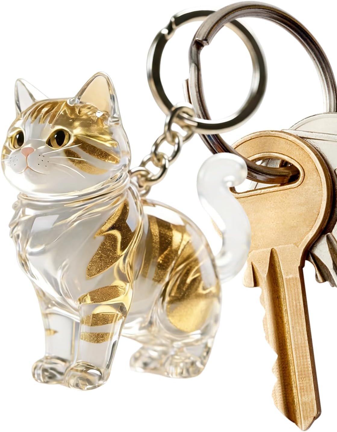 Pet Hair Storage Keychain Cat Shape Key Ring