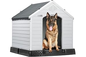 LEMBERI Durable Waterproof Plastic Dog House for Large Breeds