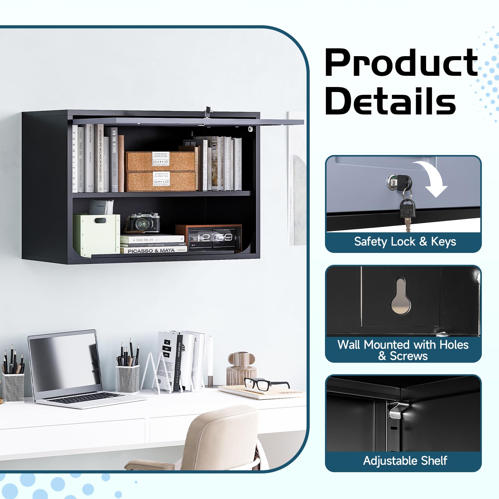 Amazon.com: MIIIKO Wall Cabinet with Door and Shelf, Wall Mounted