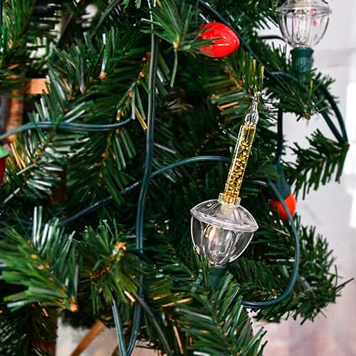 Miniatura 8 de Juego de Luces de Burbujas Doradas de Navidad, Tira de Luces Navideñas Vintage de 11 Pies con 8 Luces de Burbujas Doradas (1 de Repuesto), Base