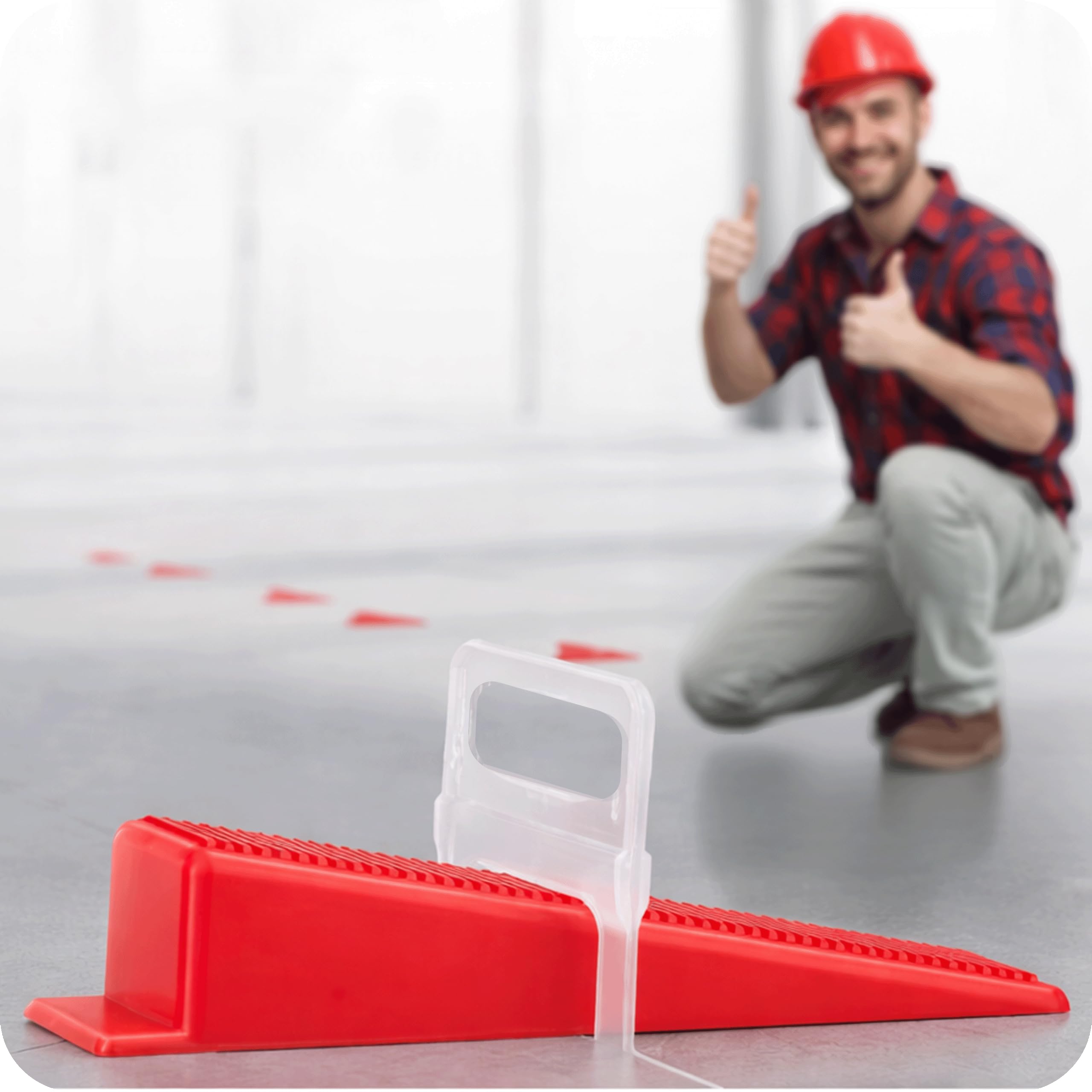 KRUMAD Sistema di livellamento per piastrelle da 1 mm, set con 500 linguette e 100 cunei, per una posa precisa delle piastrelle con una larghezza di fughe, strumento per fughe uniformi di piastrelle