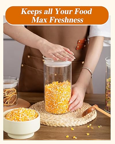 Miniatura 2 de ZENS Juego de 2 tarros de vidrio moderno para almacenamiento de alimentos, recipientes de vidrio transparente de 50 onzas con tapas herméticas,