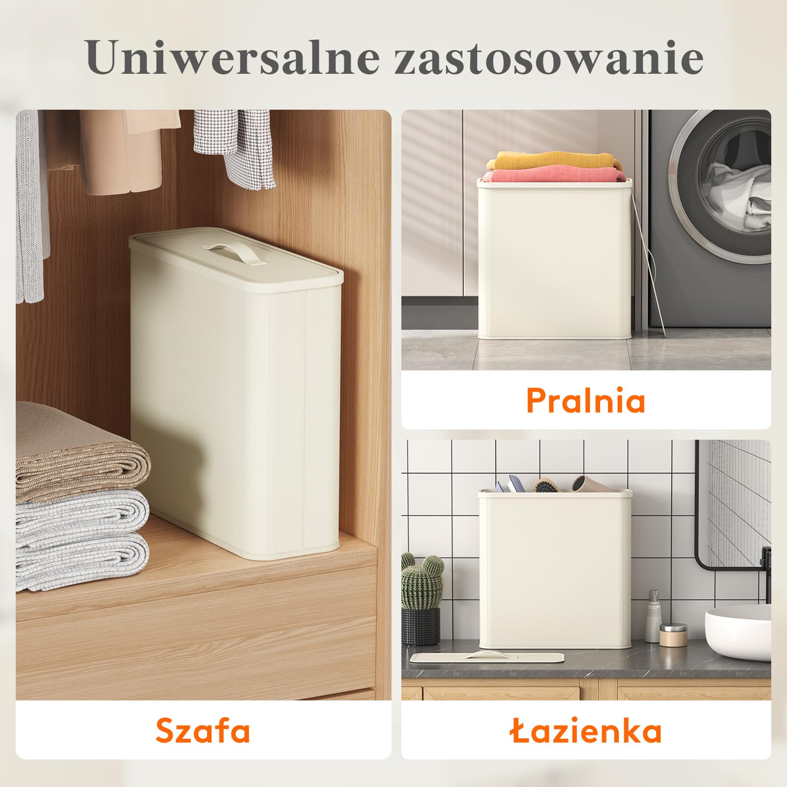 Lifewit Pojemnik na Papier Toaletowy z Pokrywą, Kosz do Przechowywania Papieru Toaletowego, Organizer Łazienkowy z Tkaniny na Rolki i Ręczniki, Akcesoria do Toalety, 30L, Biały
