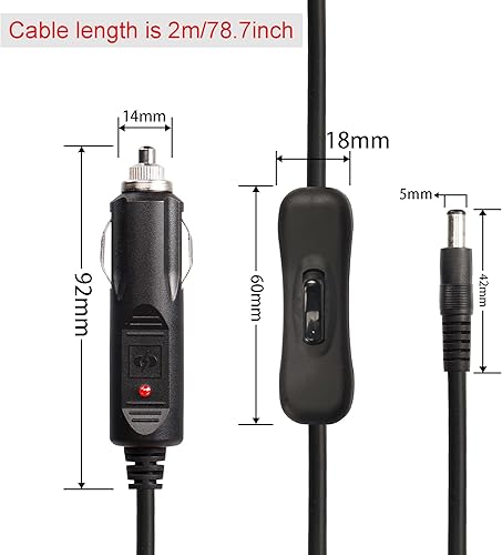 Miniatura 5 de GINTOOYUN Adaptador de fuente de alimentación de extensión de encendedor de cigarrillos de automóvil de 12 V 24 V DC5521 con interruptor 304,