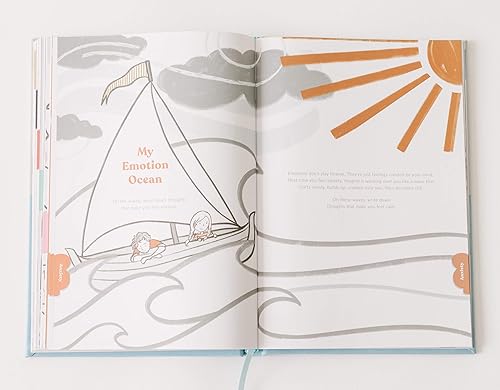 Vista 6 de Promptly Journals, My Big Feelings Journal: descubriendo y dominando las emociones (niebla/azul cielo, lino/cuero sintético) Diario