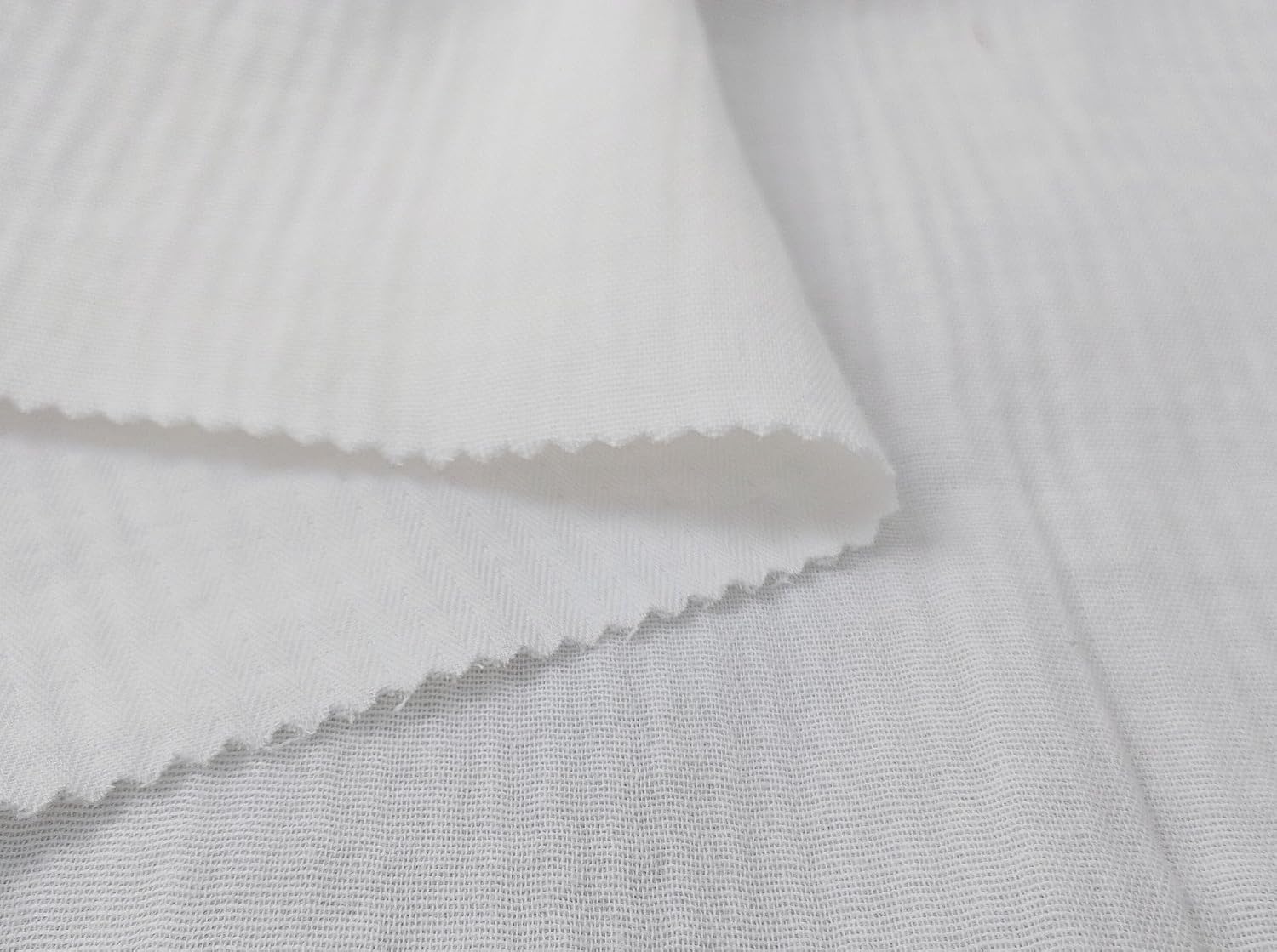 Double-Faced Herringbone Twill: 100% Cotton Fabric 7216 7215 White