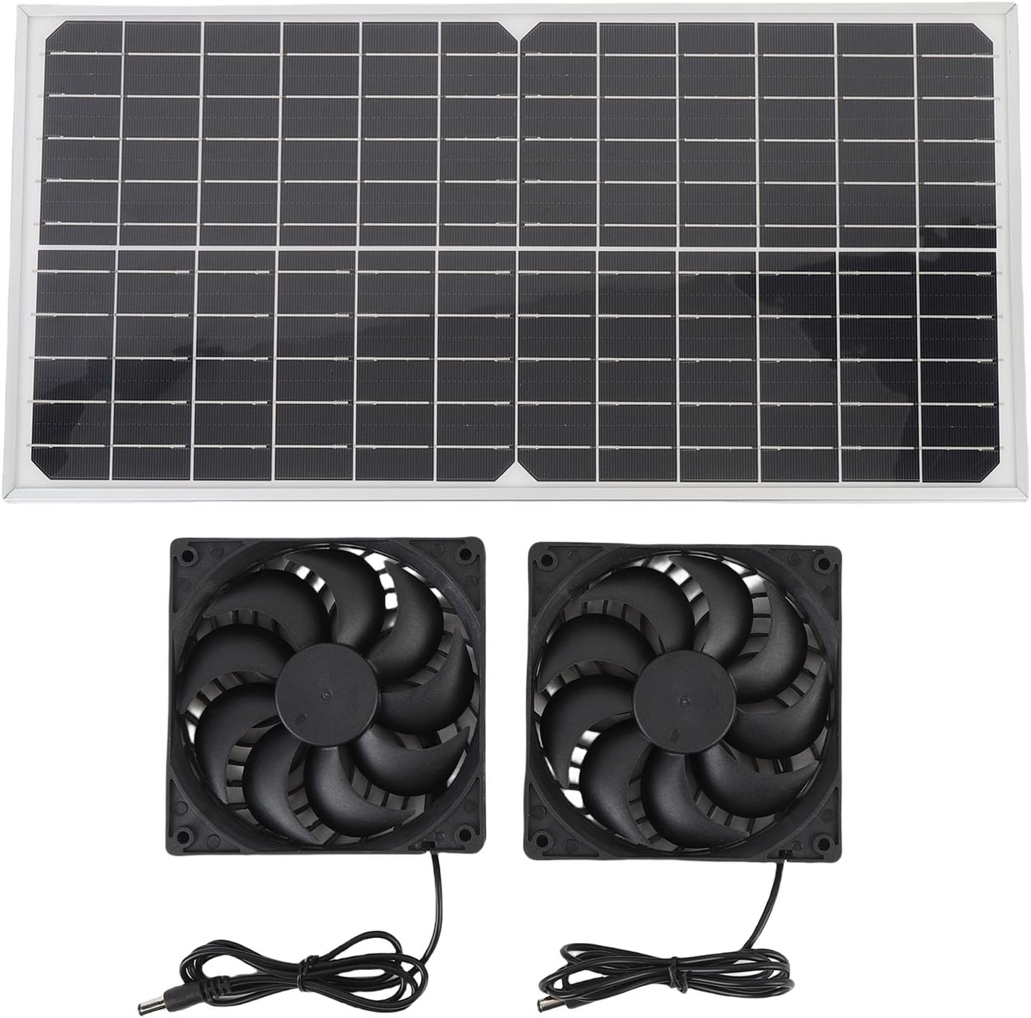 Luocute 80W 18Vダブルソーラーエキゾーストファン、3000-4000RPM IPX7防水性低速低ノイズ換気ファン、ペッ