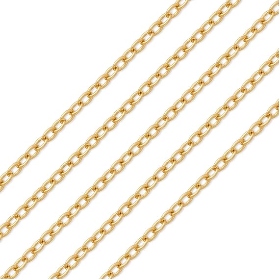 Pandahall 16.4 Feet 14K Gold Filled Cable Chains - Permanent Jewelry Chains with Small Link Necklace Design, Soldered Gold Finish for Jewelry Making, Includes Card Paper