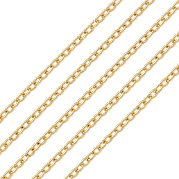 Pandahall 16.4 Feet 14K Gold Filled Cable Chains - Permanent Jewelry Chains with Small Link Necklace Design, Soldered Gold Finish for Jewelry Making, Includes Card Paper