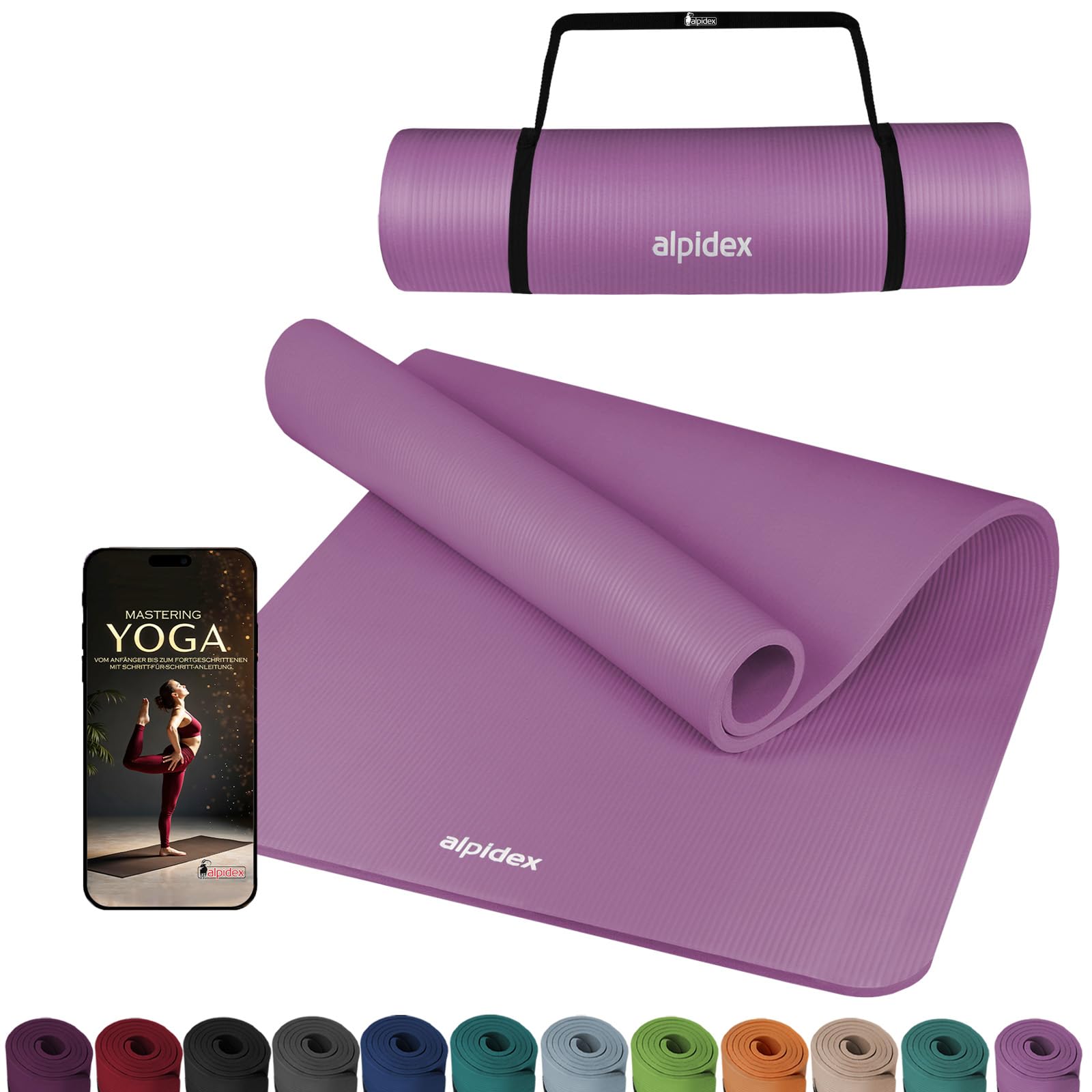 ALPIDEX Yogamatte Extra Dick 1,5 cm Gymnastikmatte 3 Größen E-Book rutschfest Phthalatfrei Fitness Matte Turnen Pilates Sport Physio HIIT Yoga Trainingsmatte Isomatte, Pink, 190 x 100 x 1.5 cm