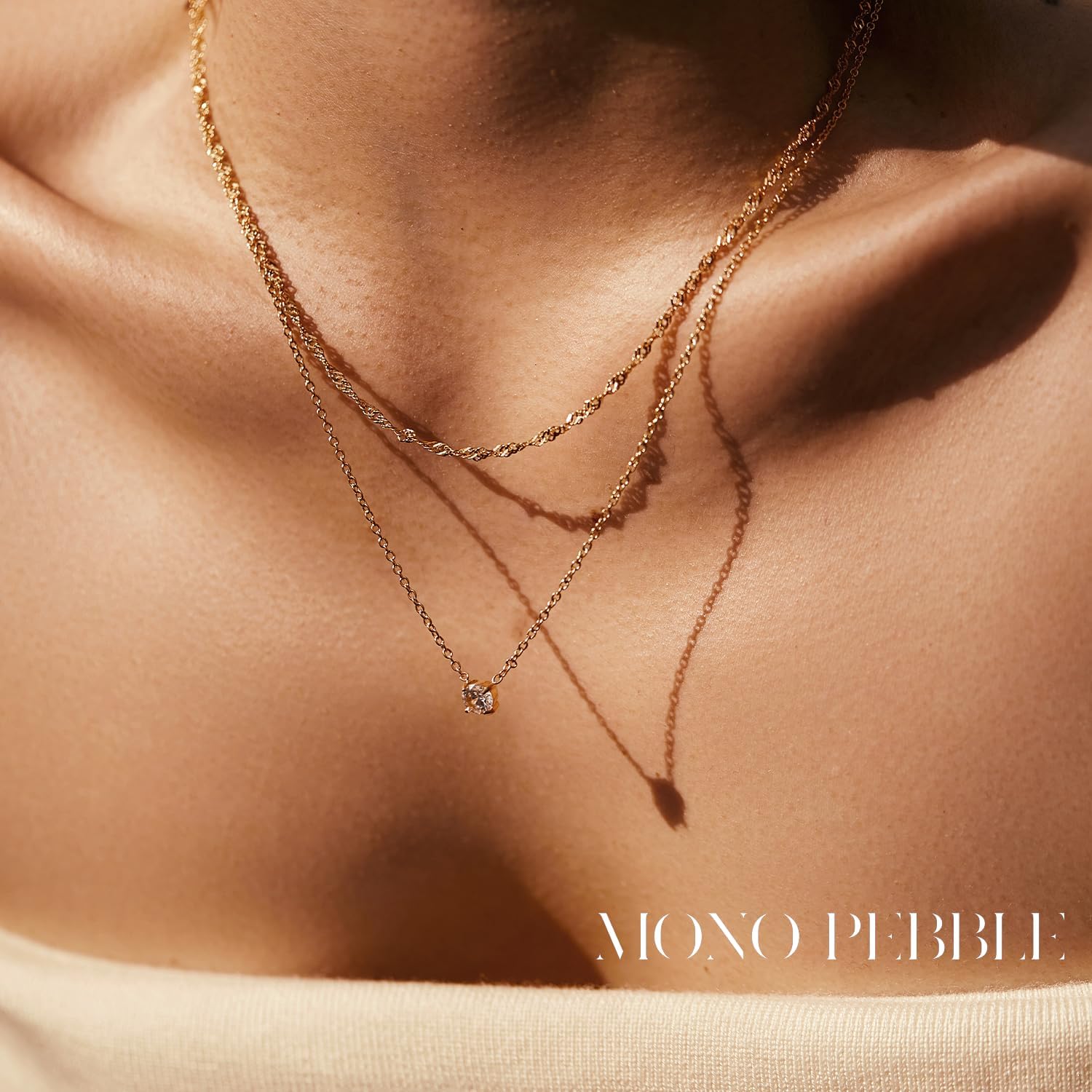 Gold Necklaces Set - Tarnish Proof and Hypoallergenic Layered Thick Gold-Plated Necklaces with Optional Finest Cubic Zirconia Stone- Extension, Strong Lobster Hook, White or 18K Yellow Gold - Image 4