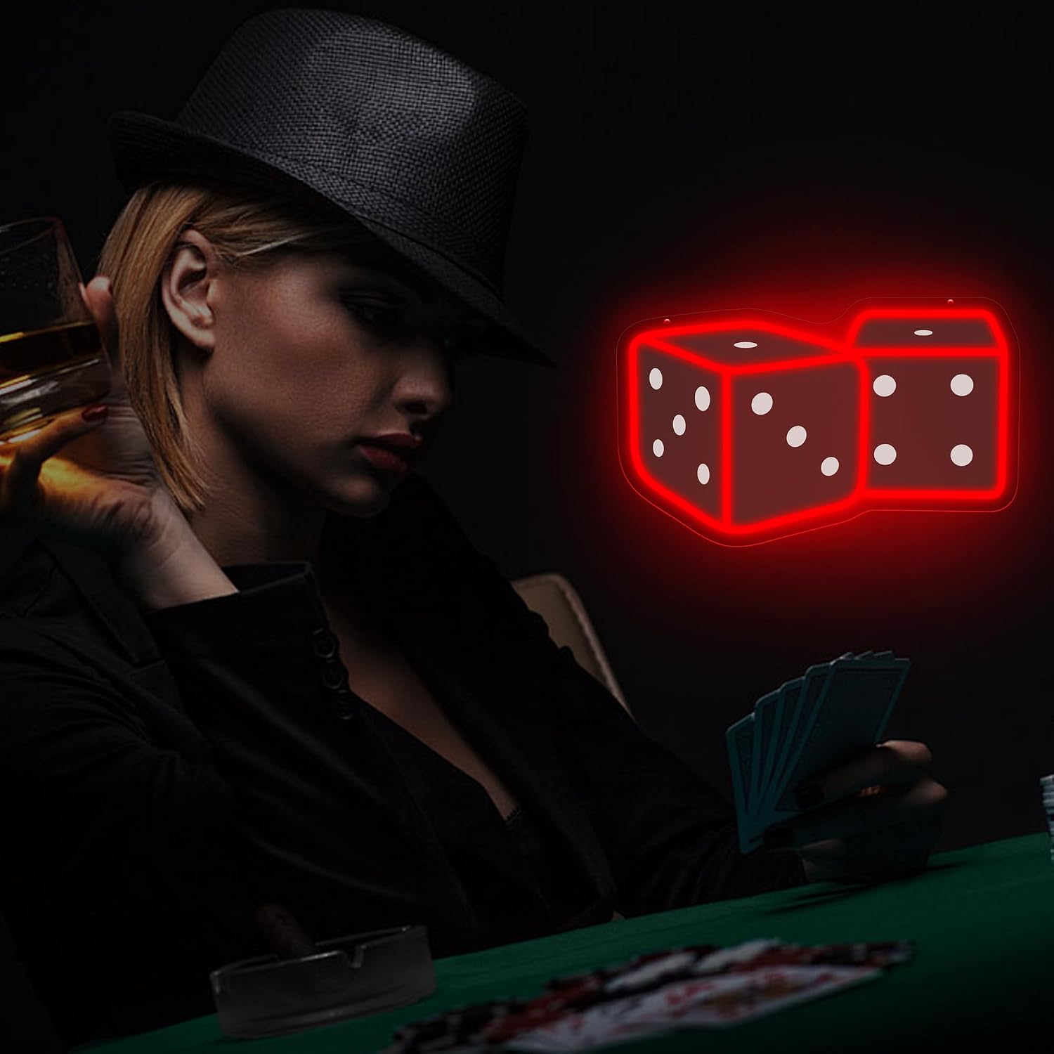 Dice Neon Sign - 14.57″ × 9.45″ Adjustable Brightness Led Light Wall Decor image 5