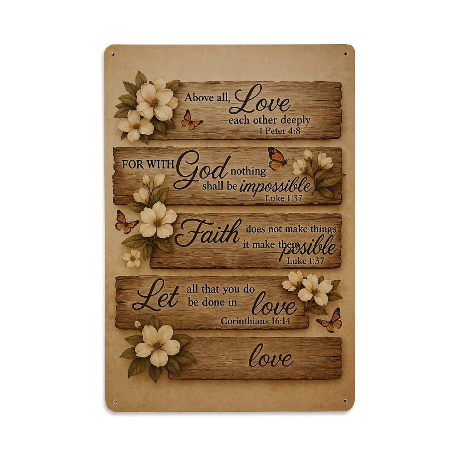 Jdfenggu Vintage Planks With Floral Butterflies Retro Metal Tin Sign, Metal Poster For Bar, Home, Man Cave, Kitchen, Laundry Room Art Decor 8X12 Inch