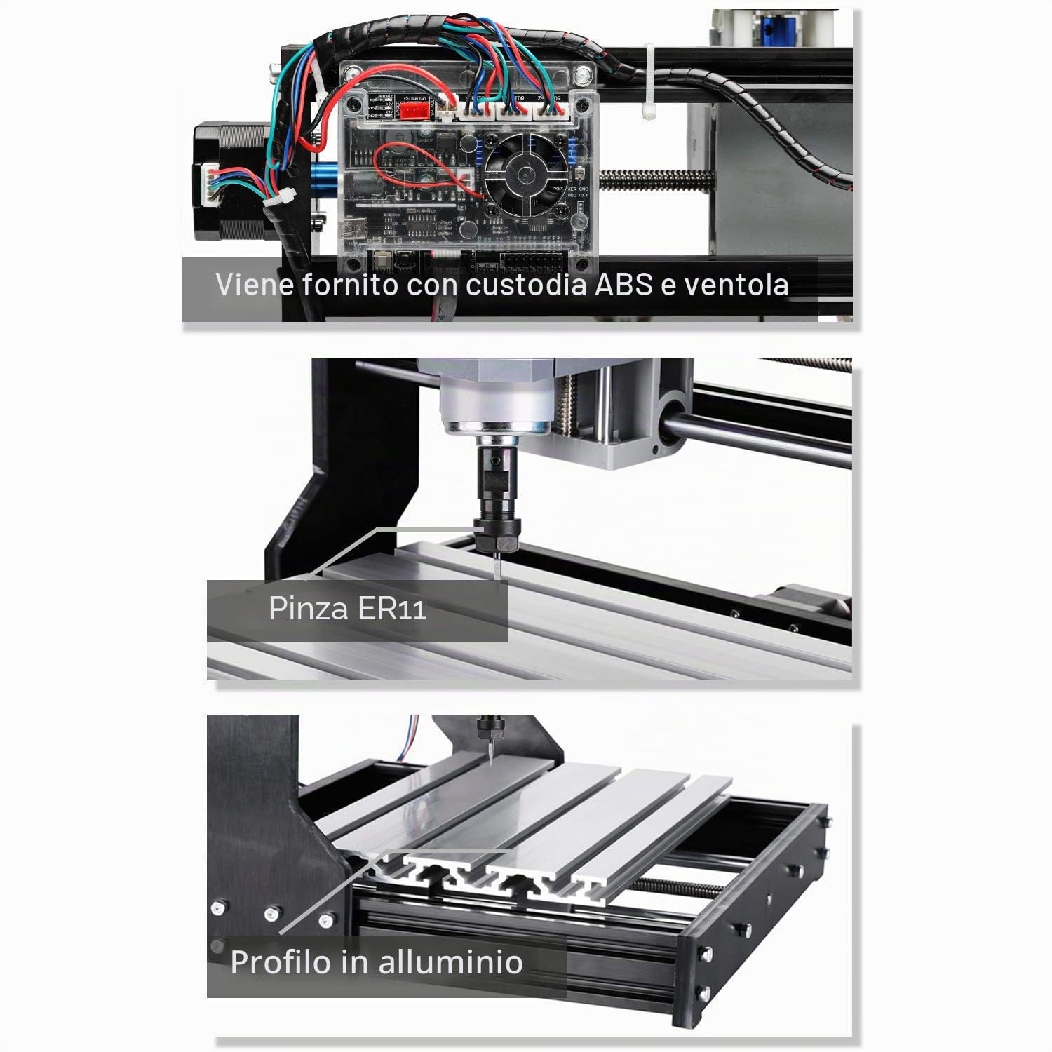 SainSmart Genmitsu CNC 3018-PRO - Kit di fresatura/incisione, controllo GRBL, 3 assi per la lavorazione di acrilico, PVC, legno, alluminio morbido, area di lavoro 300 mm x 180 mm x 45 mm