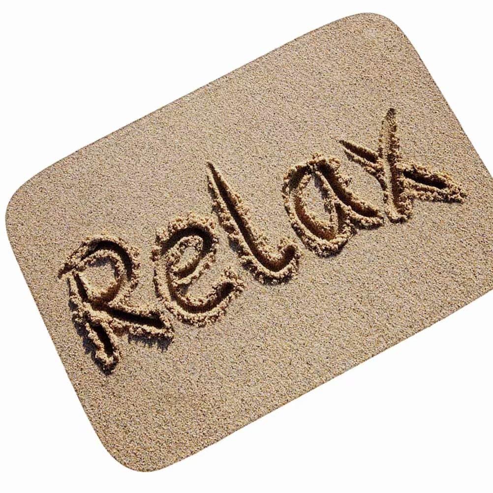 Alphabet Beach Relax Door Mat Decorative Flooring All Weather Exterior Rug Shoes Scraper Machine Washable Carpet 36X24 Inch