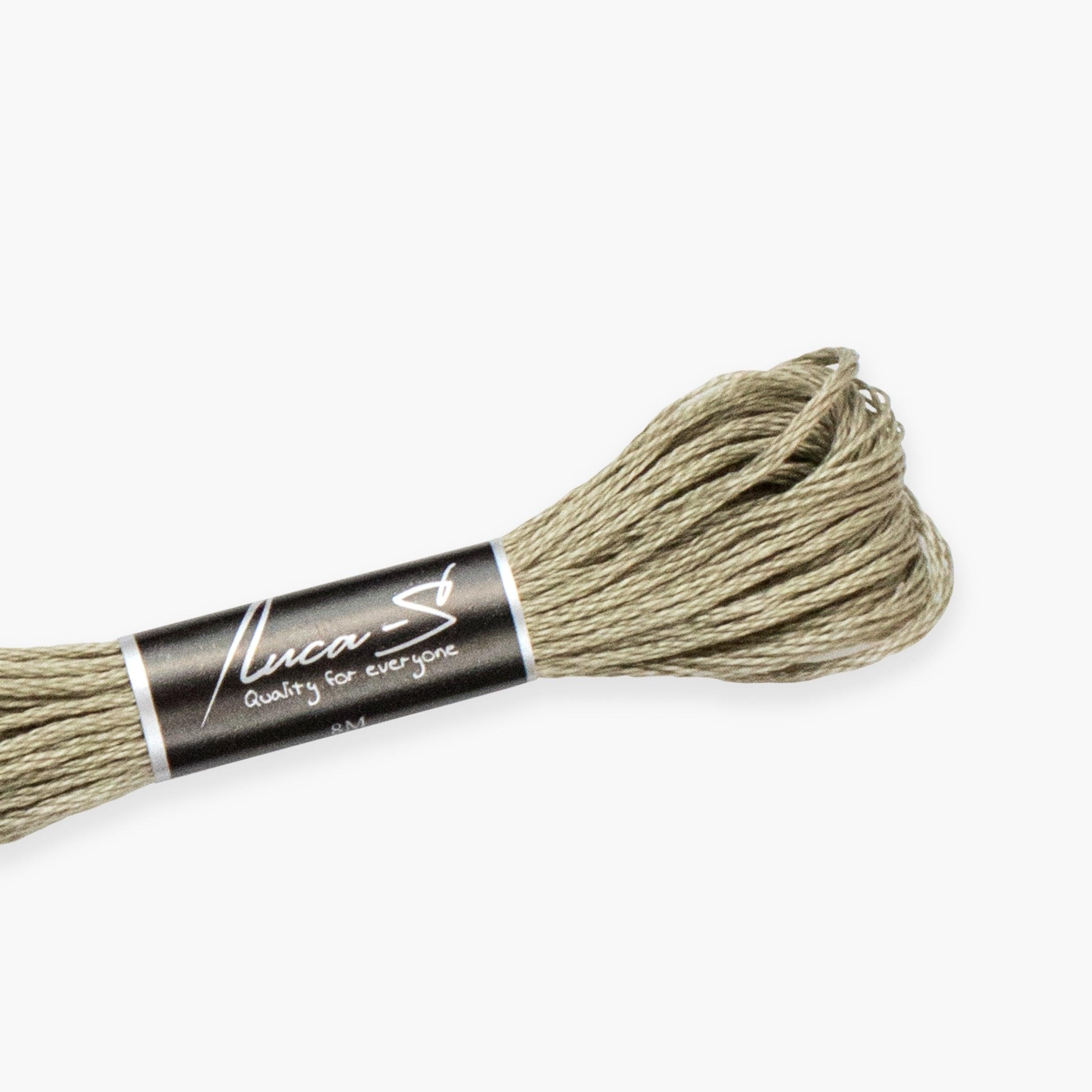 12 Pack of Premium Embroidery Thread Luca-S, 100% Giza Cotton, Oeko TEX Certified Stranded Cotton - 461 / DMC 642 / Anchor x