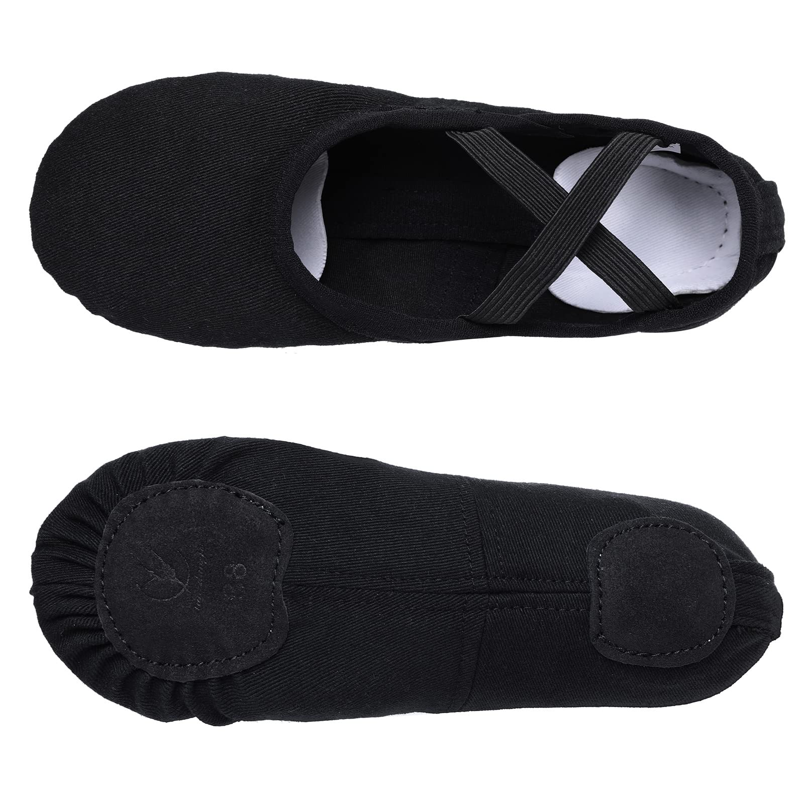 Zapatillas de Danza para niñas Zapatos de Ballet Lona elástica con Suela de Cuero Dividido Negro marrón Rosa