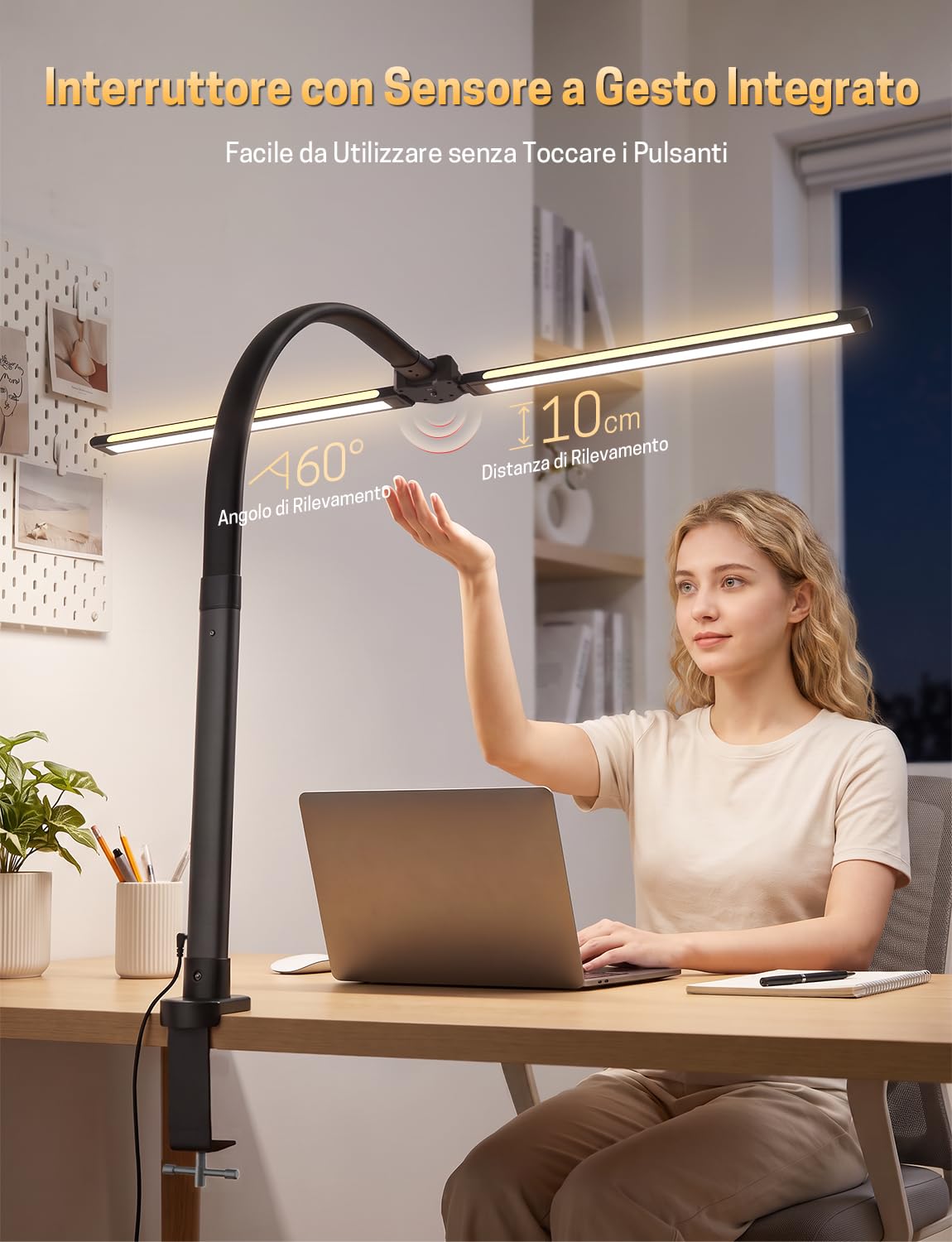 Lampada da Scrivania RGB 22W 1800LM Dimmerabile con Morsetto 90mm