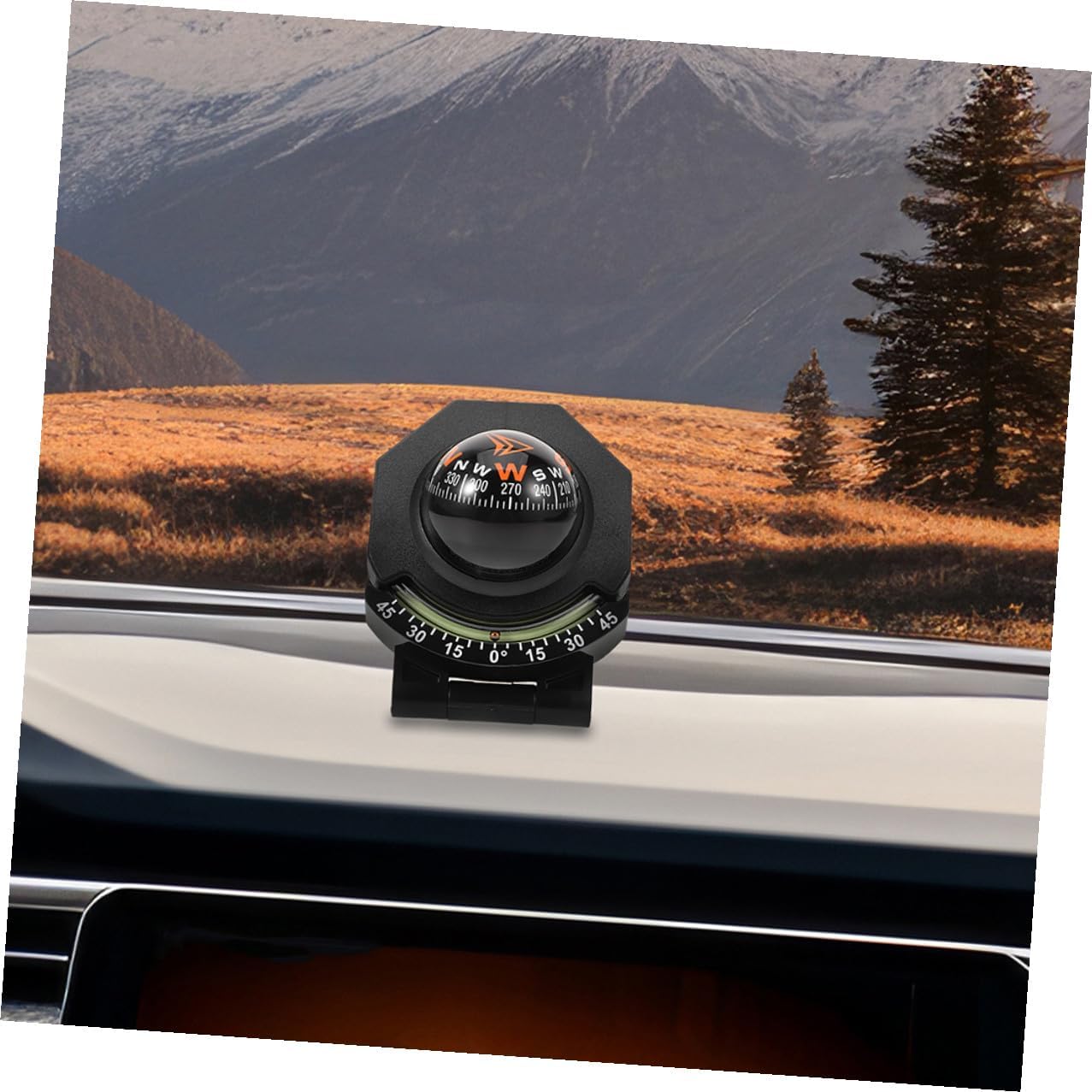 2pcs Auto Compass with Inclinometer Vehicle Dashboard Mount High Precision Ball Compass for Car and Boat Navigation