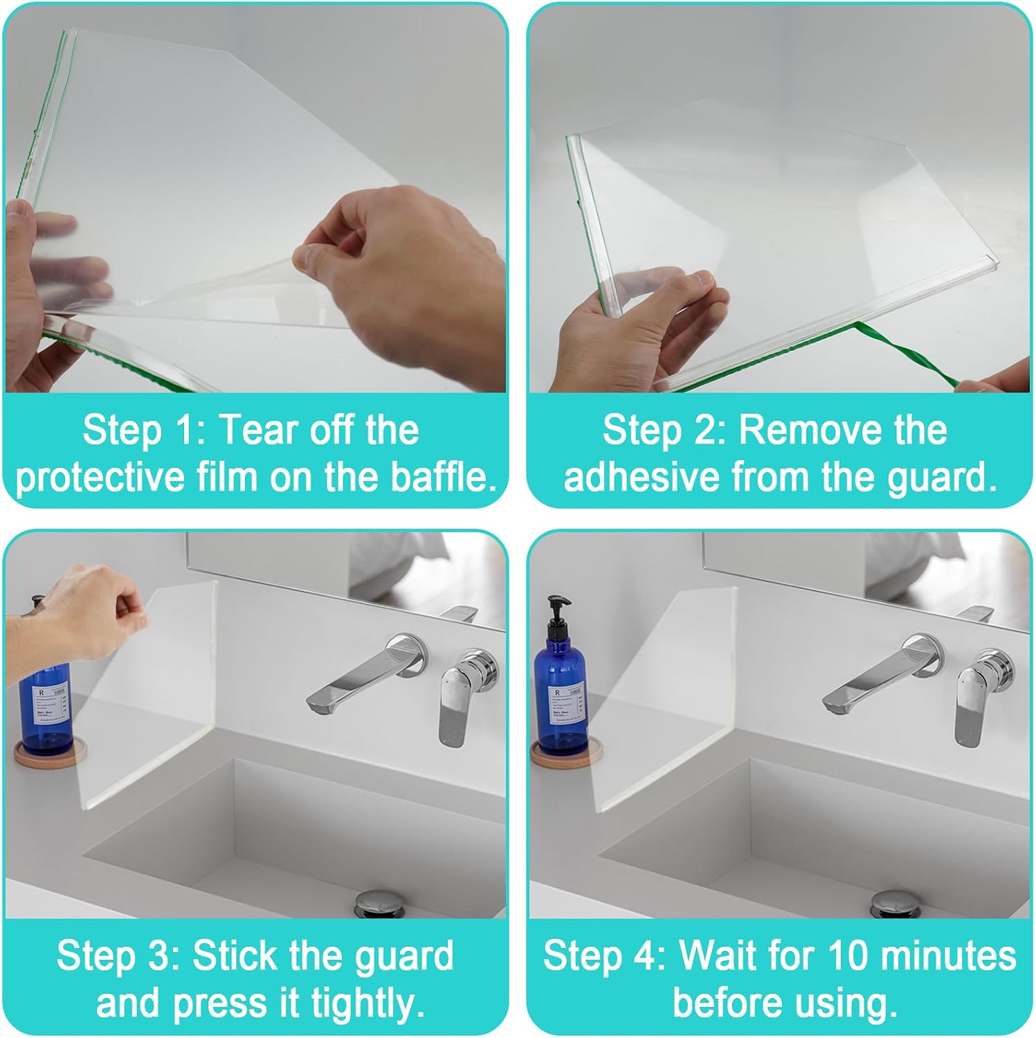 2 PCS Splash Guard for Bathtub 10" x 10" Self Adhesive Shower Splash Guard Acrylic Shower Corner Water Guard Clear Shower Guards to Keep Water in Shower (Pentagon)