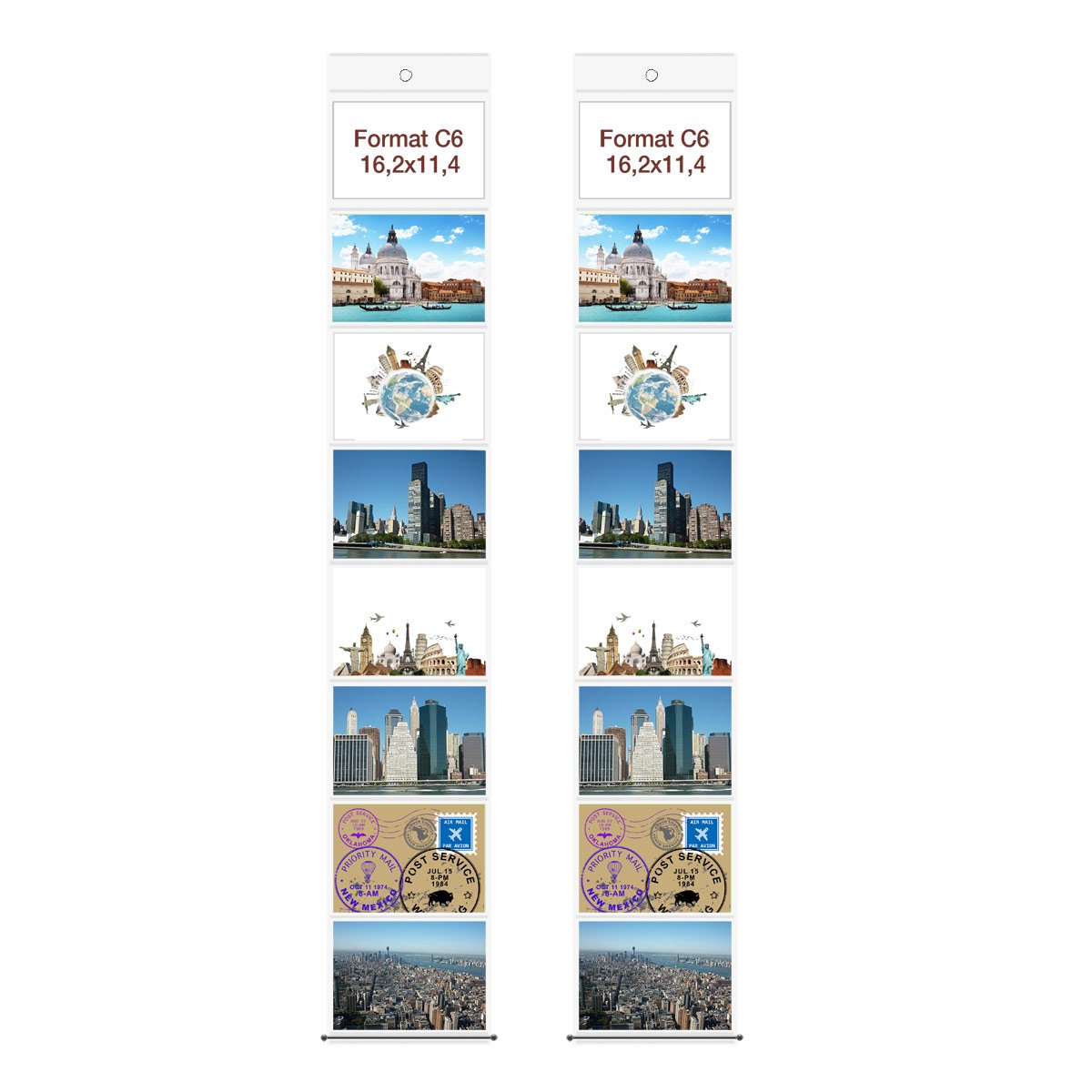 Trendfinding Transparent 2 Photo Holders With 8 Pockets In Landscape - Pockets In C6 Postcard Format, 11.4 X 16.2 Cm