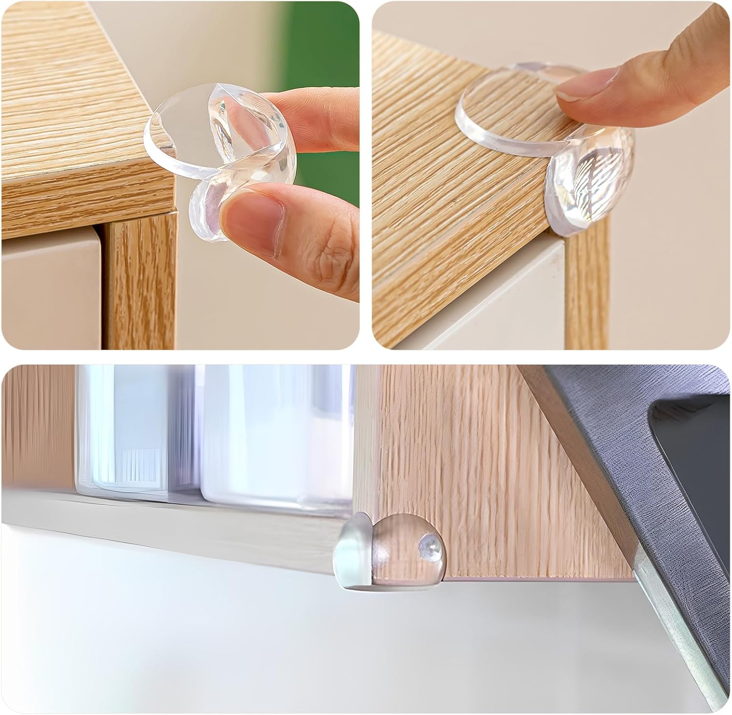 Toddler Proofing Corner Bumpers, 8 Pack Silicone Table Corner Protectors for Furniture with 3 Side Self-Adhesive, Ball-Shape Corner Covers for Sharp Edges (S, 8pcs)