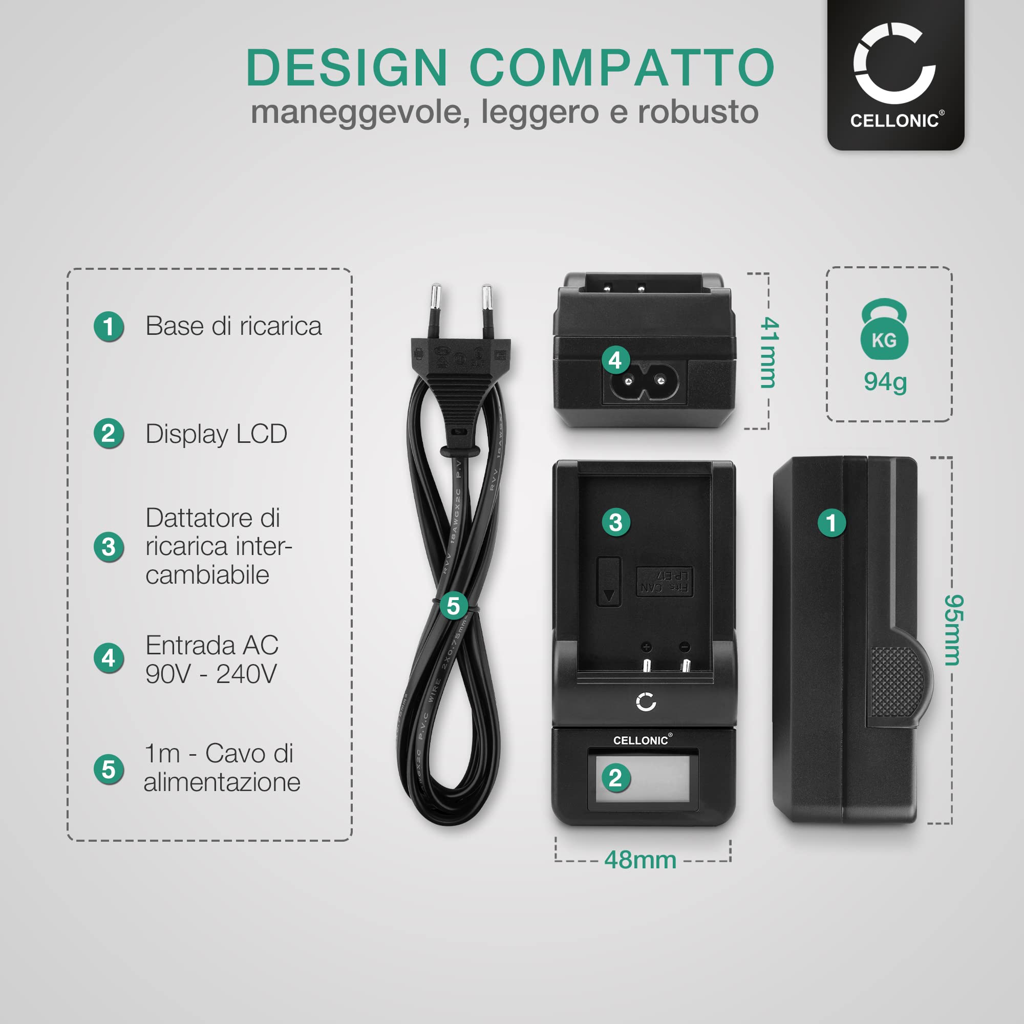 CELLONIC Caricabatteria MH-27-29 compatibile con Caricatore EN-EL20 -EL20a con display per fotocamera, camcorder, macchina fotografica