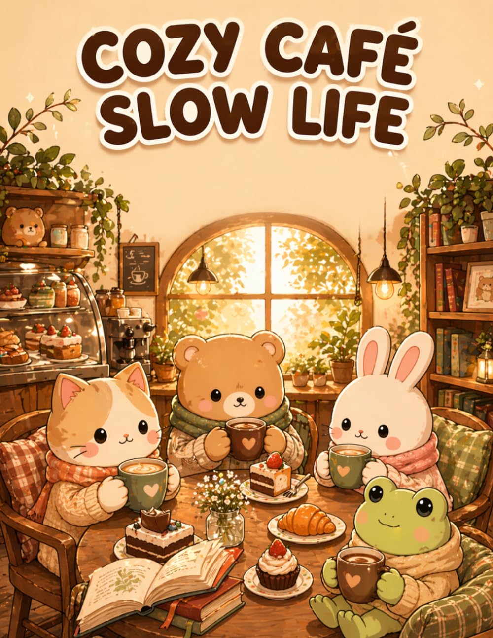 Adorable Café Moments with Coffee, Desserts, Books & Calm Hygge Vibes