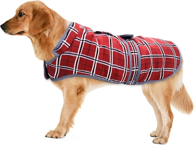 EASTLION Winter Dog Coat Puppy Jacket Large Dogs Warm Vest Pet Clothes Apparel with Reflective Belt Harness Hole for Small Medium Large Dogs,Red,Size XS