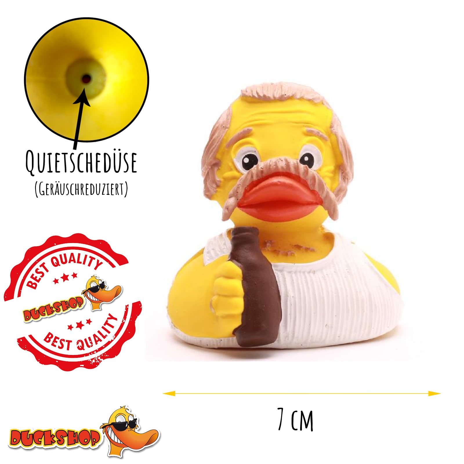 Duckshop I Badeente Edmund Mundl Sackbauer I piszcząca kaczka L 8 cm I piszcząca kaczka I prezent dla fanów serii, prezent dla kolekcjonerów